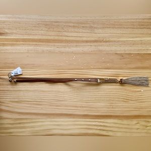 WHBM Brown Leather Golden Chains Belt NWT